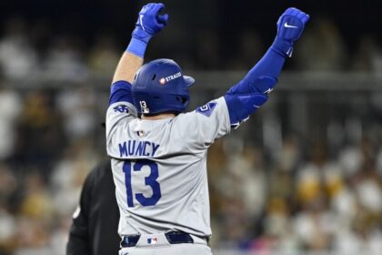 Max Muncy, Dodgers celebration, 2024 NLDS