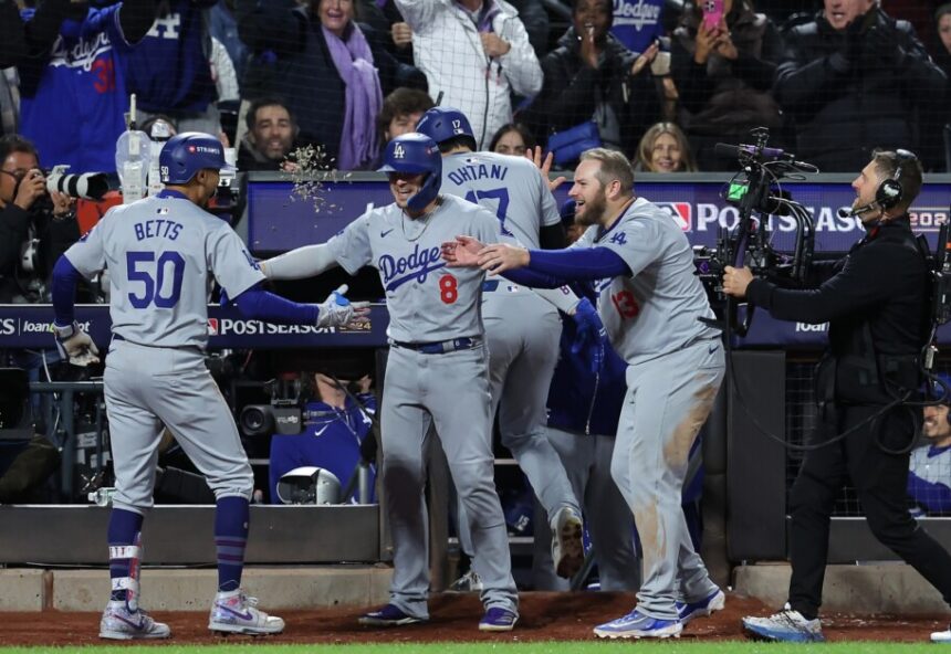 Mookie Betts, Kiké Hernández, Max Muncy, Shohei ohtani, sunflower seeds celebration, 2024 NLCS