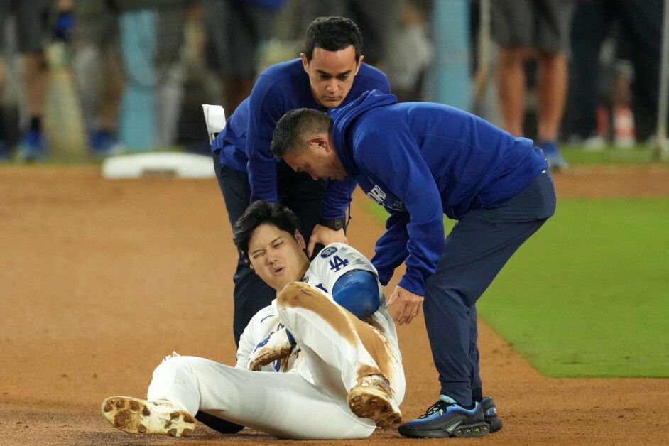 Shohei Ohtani Injury Dodgers Encouraged By Initial Testing But   Shohei Ohtani Dodgers Trainer Yosuke 22Possum22 Nakajima Will Ireton 2024 World Series 