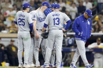 Walker Buehler, Tommy Edman, Max Muncy, Dave Roberts, mound visit, 2024 NLDS