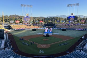 Dodger Stadium view, 2024 World Series celebration rally