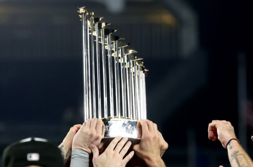 Dodgers win, 2024 World Series trophy