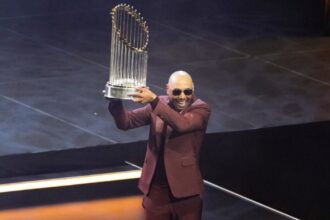 Mookie Betts, World Series trophy, 2024 All-MLB Awards show