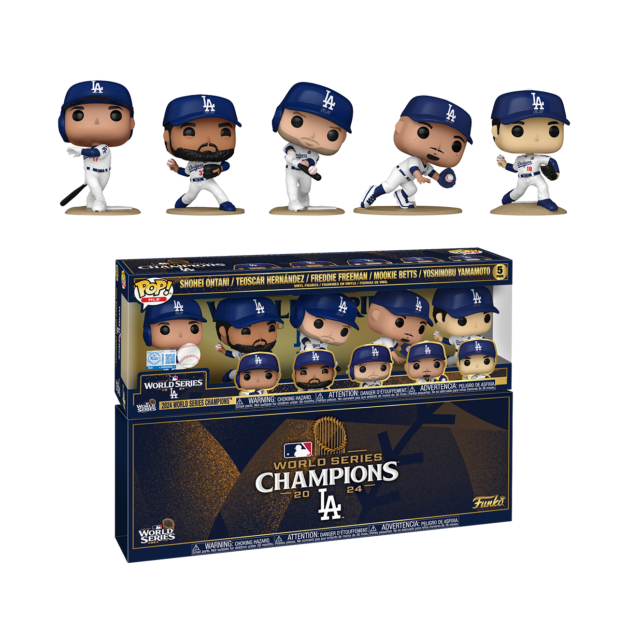 Funko POP! Los Angeles Dodgers 2024 World Series Champions 5-Pack, Shohei Ohtani, Mookie Betts, Freddie Freeman, Teoscar Hernández, Yoshinobu Yamamoto