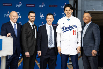 Stan Kasten, Brandon Gomes, Andrew Friedman, Roki Sasaki, Dave Roberts