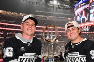 Will Smith, Landon Knack, 2024 Dodgers World Series trophy, Dodgers Night