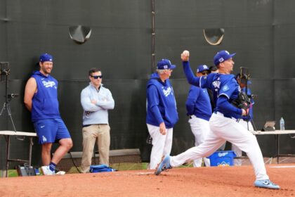 Blake Snell, Clayton Kershaw, Andrew Friedman, Charlie Hough, Dave Roberts, 2025 Dodgers Spring Training, Dodgers workout