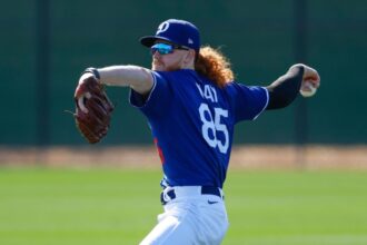 Dustin May, Dodgers workout, 2025 Dodgers Spring Training