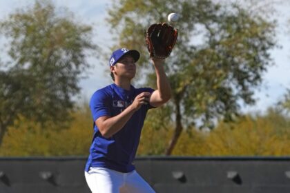 Shohei Ohtani, PFP drills, Dodgers workout, 2025 Dodgers Spring Training