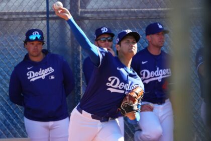 Shohei Ohtani, Rob Hill, Blake Treinen, Dodgers workout, 2025 Dodgers Spring Training