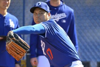 Shohei Ohtani, Dodgers workout, 2025 Spring Training