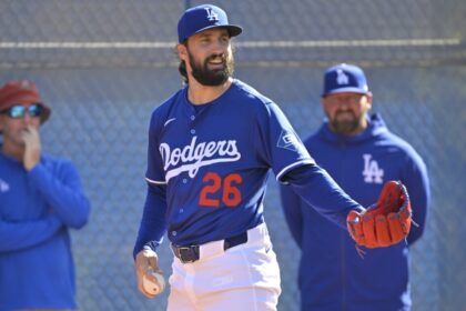 Tony Gonsolin, Josh Bard, Dodgers workout, 2025 Spring Training