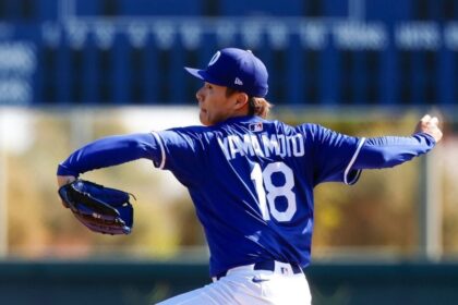 Yoshinobu Yamamoto, Dodgers workout, 2025 Dodgers Spring Training