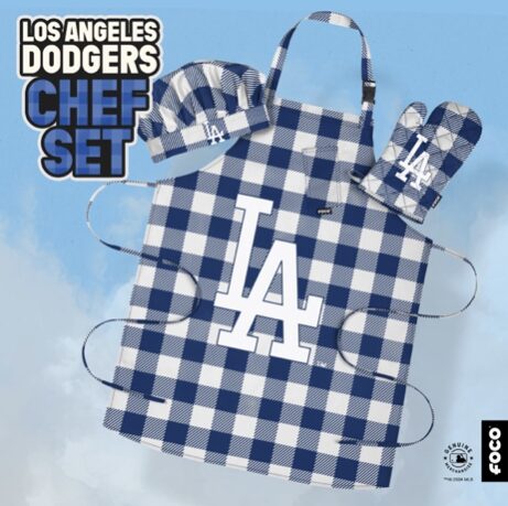 Oven mitt, apron, chef set, Dodgers Opening Day 2025 guide, FOCO