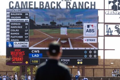 Umpire, Camelback Ranch scoreboard, Automated Ball-Strike system, ABS challenge, 2025 Spring Training