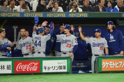 Kiké Hernández, Michael COnforto, Andy Pages, mental skills coach Brent Walker, James Outman, Freddie Freeman, Austin Barnes, Tyler Glasnow, Tokyo Series