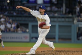 Blake Treinen, Dodgers gold series jersey, MLB gold program, Opening Day 2025