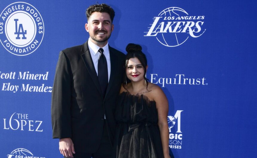 Alex Vesia, wife Kayla Vesia, 2022 Los Angeles Dodgers Foundation Blue Diamond Gala
