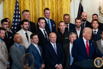 President Trump, Clayton Kershaw, Dave Roberts, Andrew Friedman, Stan Kasten, Anthony Banda, Alex Vesia, Evan Phillips, Dodgers White House