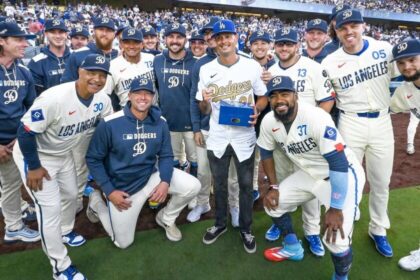Joe Kelly, Dave Roberts, Blake Treinen, Alex Vesia, Miguel Rojas, Teoscar Hernández, Max Muncy, Freddie Freeman, 2024 Dodgers World Series ring, Dodgers City Connect
