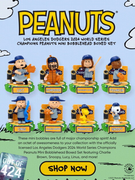 Peanuts, Dodgers World Series champions, FOCO