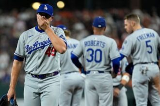 Blake Treinen, Dave Roberts, Freddie Freeman, pitching change
