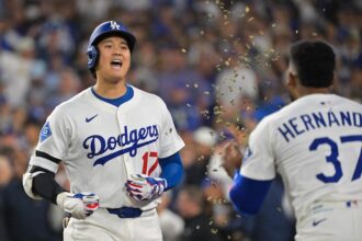 Shohei Ohtani, Teoscar Hernández, sunflower seeds celebration, 2025 Wild Card Series