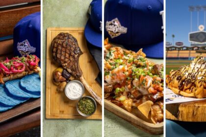 Tomahawk platter, surf and turf wonton nachos, Cochinita pibil bone marrow tacos, pistachio cream sundae, 2025 World Series