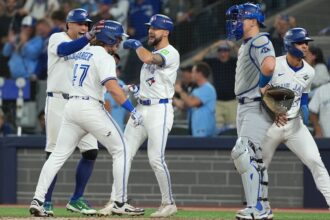 Addison Barger, George Springer, Nathan Lukes, Andrés Giménez, Will Smith, 2025 World Series