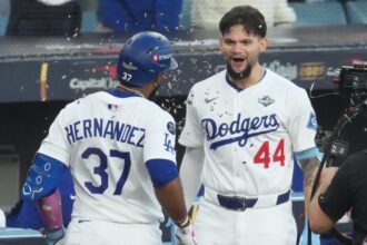 Teoscar Hernández, Andy Pages, sunflower seeds celebration, 2025 World Series