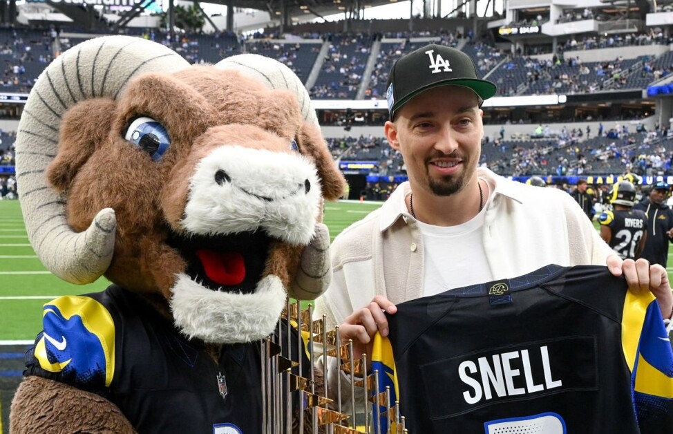 Blake Snell Attends Rams Game With Dodgers World Series Trophy