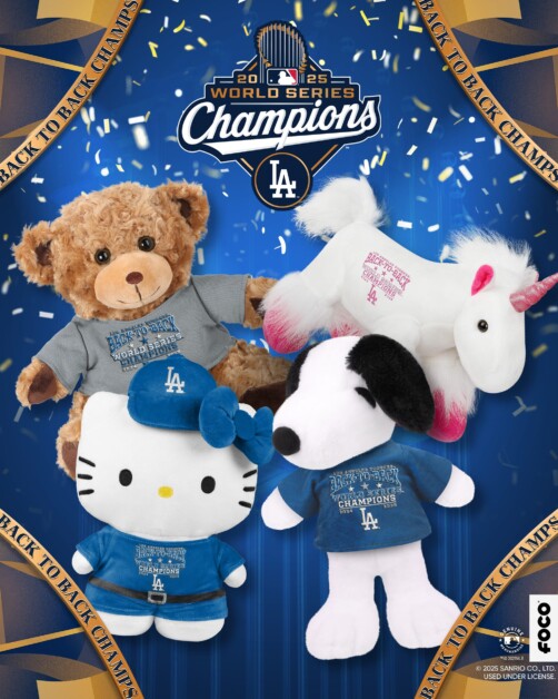 Dodgers Hello Kitty plush, Snoopy, FOCO, 2025 World Series