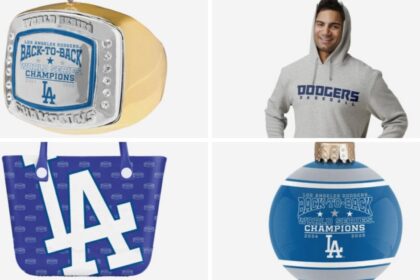 Dodgers World Series ornaments, hooded sweatshirt, tote bag, FOCO