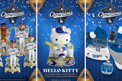Mookie Betts, Shohei Ohtani, Clayton Kershaw, Freddie Freeman, Hello Kitty, Santa hat, Christmas tree ornament, FOCO, 2025 World Series
