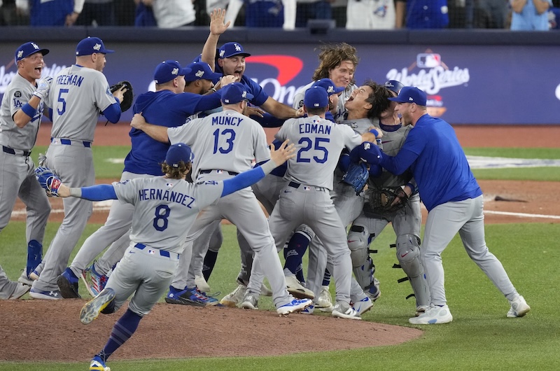 Alex Call, Freddie Freeman, Michael Conforto, Teoscar Hernández, Kiké Hernández, Yoshinobu Yamamoto, Tyler Glasnow, Tommy Edman, Max Muncy, Ben Casparius, Dodgers win, 2025 World Series