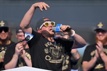 Kiké Hernández, Will Klein, 2025 Dodgers World Series celebration