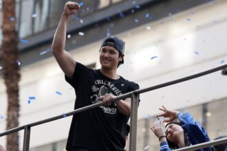 Shohei Ohtani, Mamiko, 2025 Dodgers World Series parade