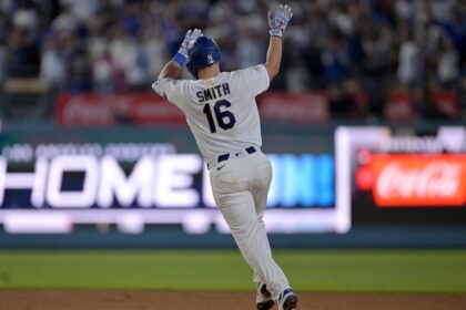 Will Smith bobblehead night home run, Dodgers celebration, Dodgers gold jersey