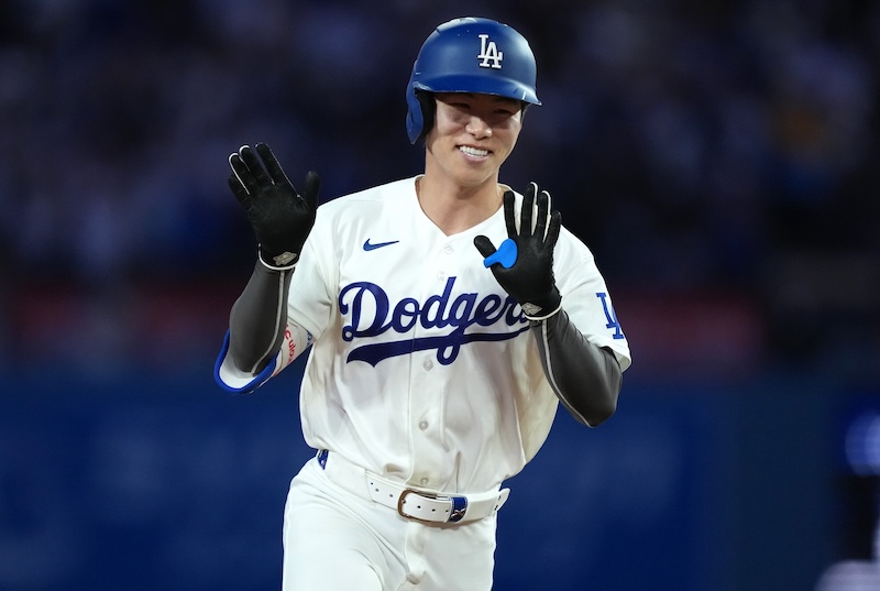 Hyeseong Kim, Dodgers celebration, Jackie Robinson Day