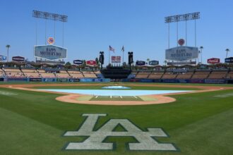 Dodger Stadium view, LA logo, Mother's Day
