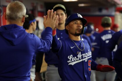 Mookie Betts, Shohei Ohtani, alternate Dodgers road jersey, Armed Forces Day, Freeway Series