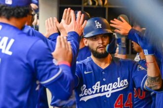 Santiago Espinal, Andy Pages, alternate Dodgers road jersey