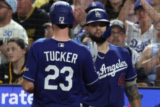 Kyle Tucker, Andy Pages, alternate Dodgers road jersey