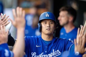 Shohei Ohtani, blue alternate Dodgers jersey