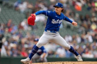 Justin Wrobleski, alternate blue Dodgers road jersey