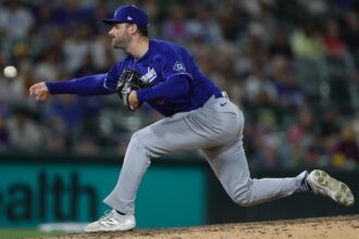 Wyatt Mills, alternate Dodgers road jersey