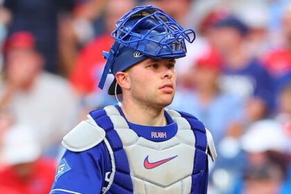 Dalton Rushing, PitchCom, alternate blue Dodgers jersey