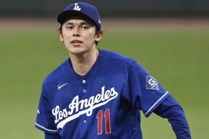Roki Sasaki blister, alternate Dodgers road jersey