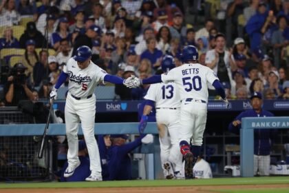 Freddie Freeman, Mookie Betts, Max Muncy, Dave Roberts, Childhood Cancer Awareness Night