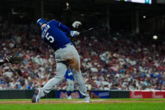Freddie Freeman, Roberto Clemente Day, blue Dodgers jersey